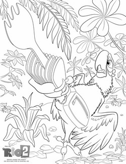 coloriage rio 2 blu et sa trousse de voyage